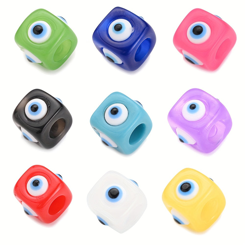 20pcs 12x14mm Mix Square Evil Eye Resin Beads