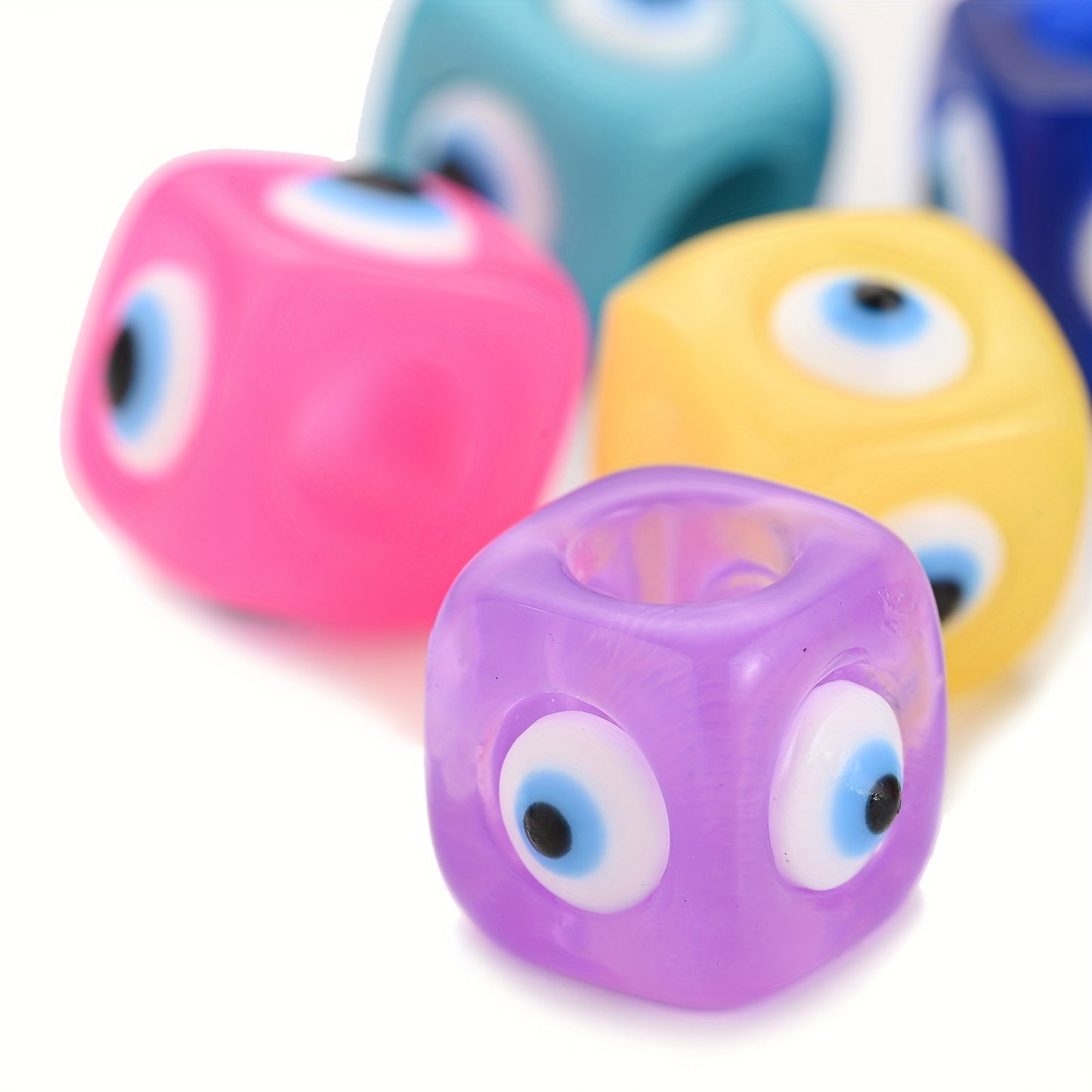20pcs 12x14mm Mix Square Evil Eye Resin Beads