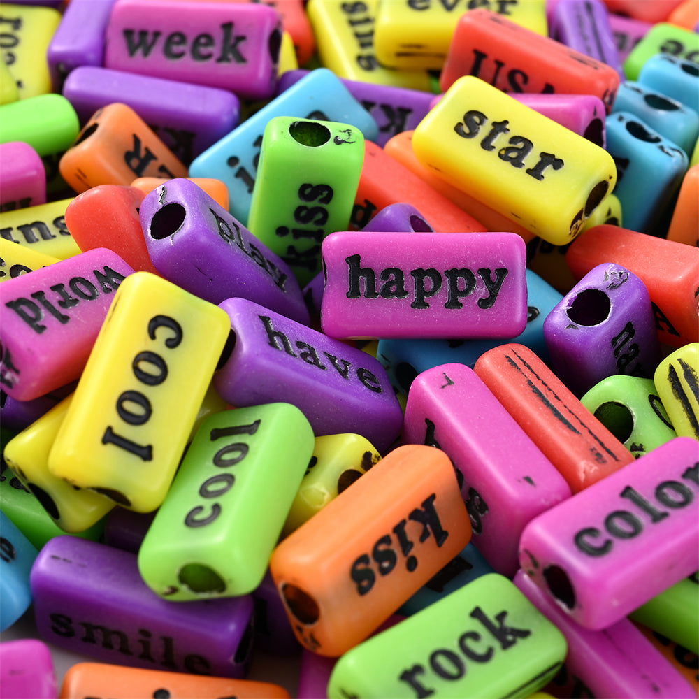 8×15mm Acrylic Word Beads