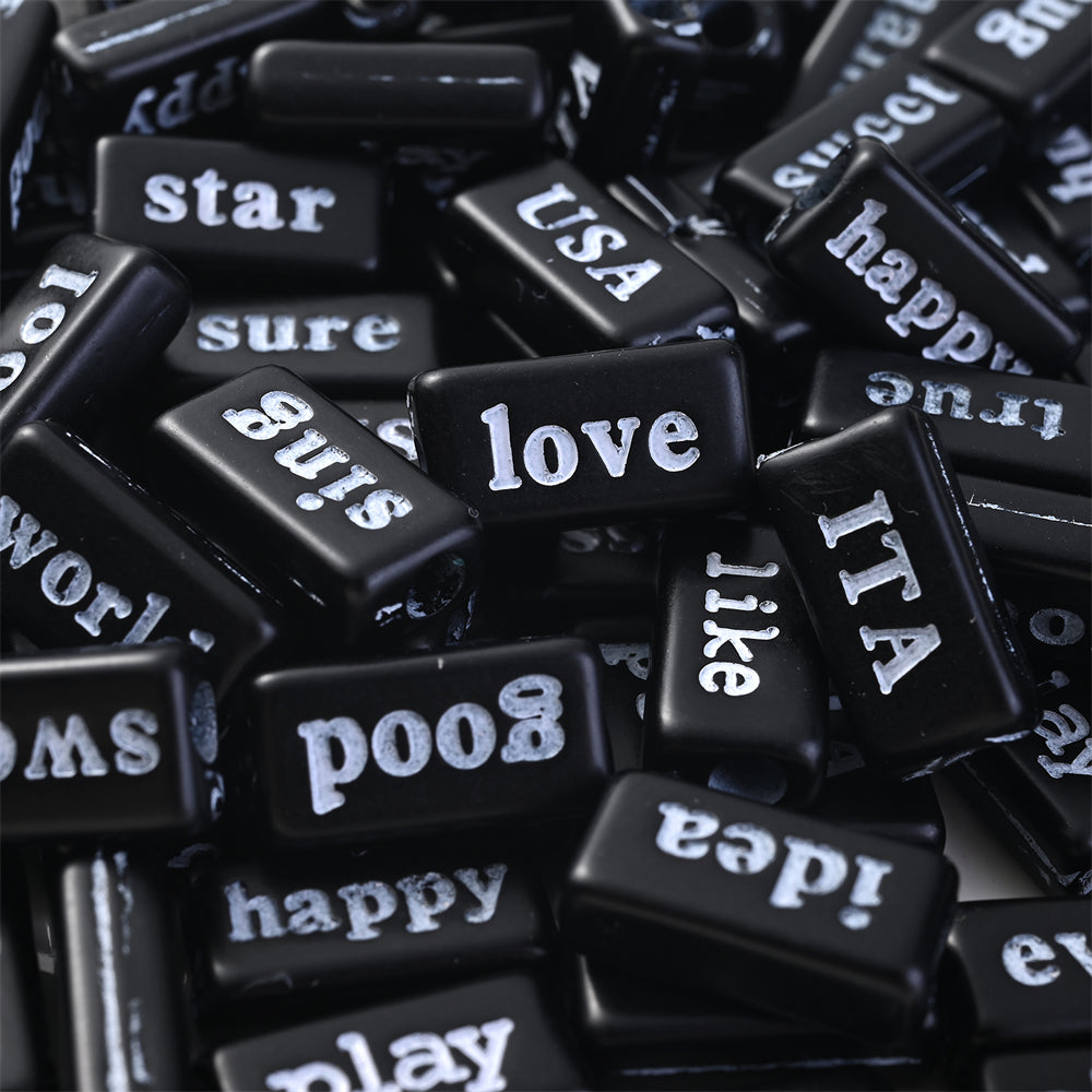 8×15mm Acrylic Word Beads