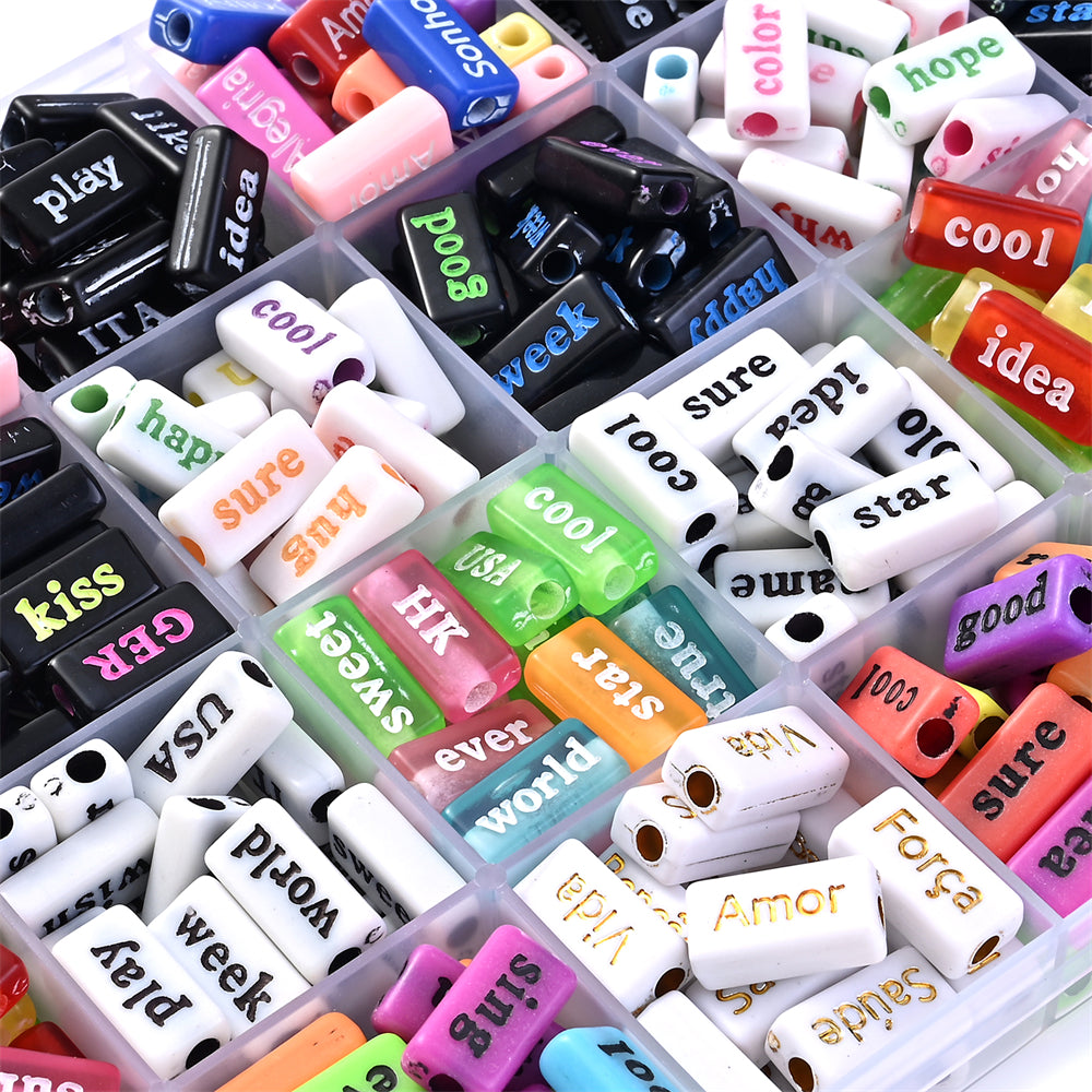 8×15mm Acrylic Word Beads