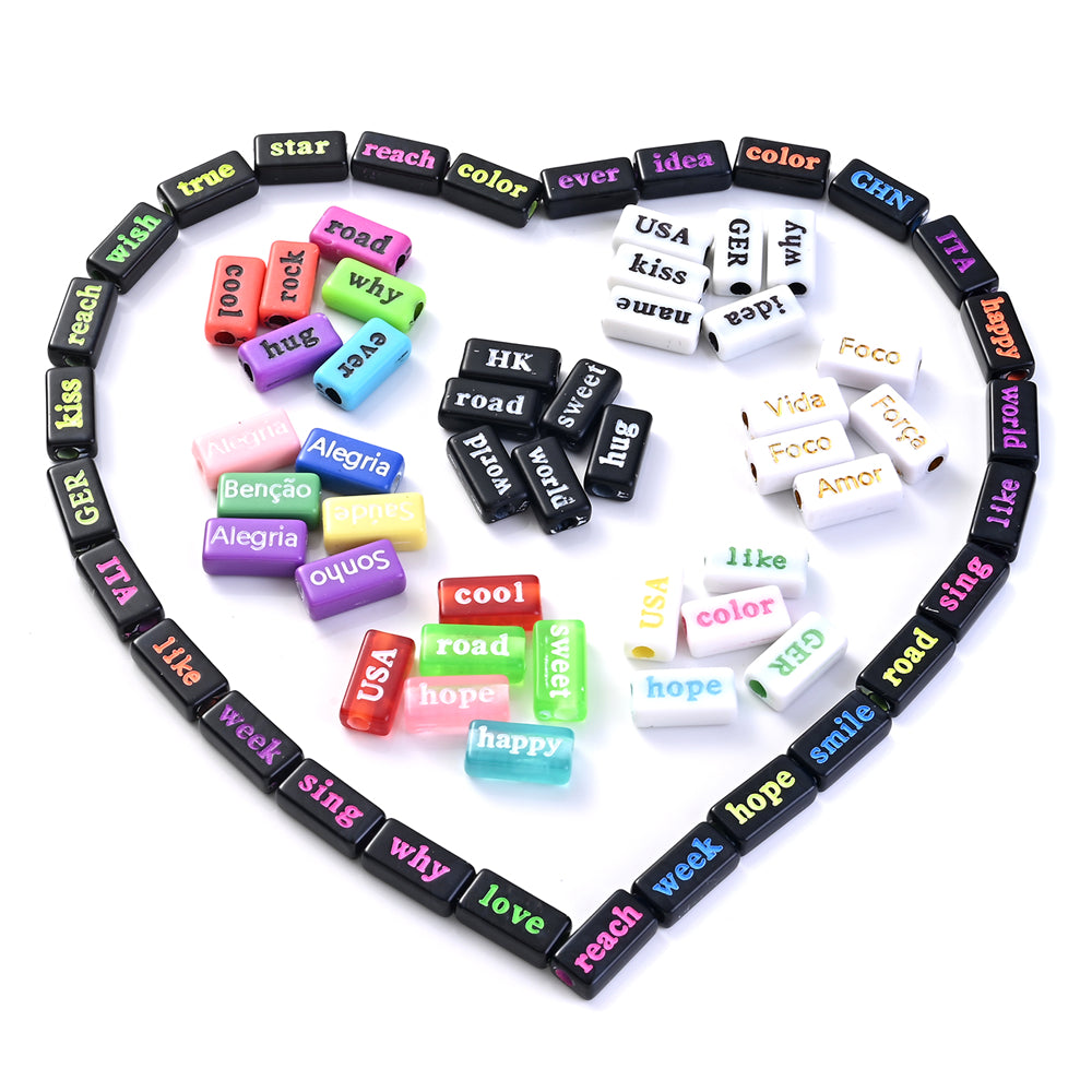 8×15mm Acrylic Word Beads