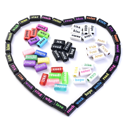 8×15mm Acrylic Word Beads