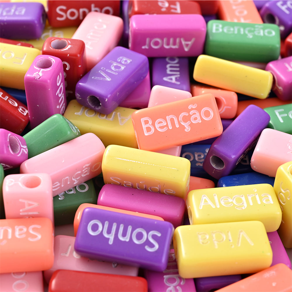 8×15mm Acrylic Word Beads