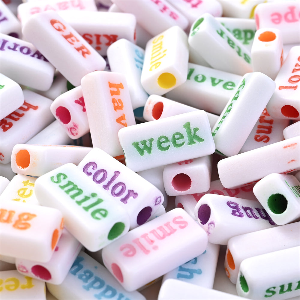 8×15mm Acrylic Word Beads