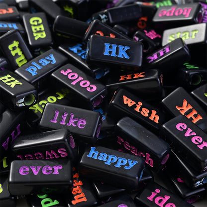 8×15mm Acrylic Word Beads