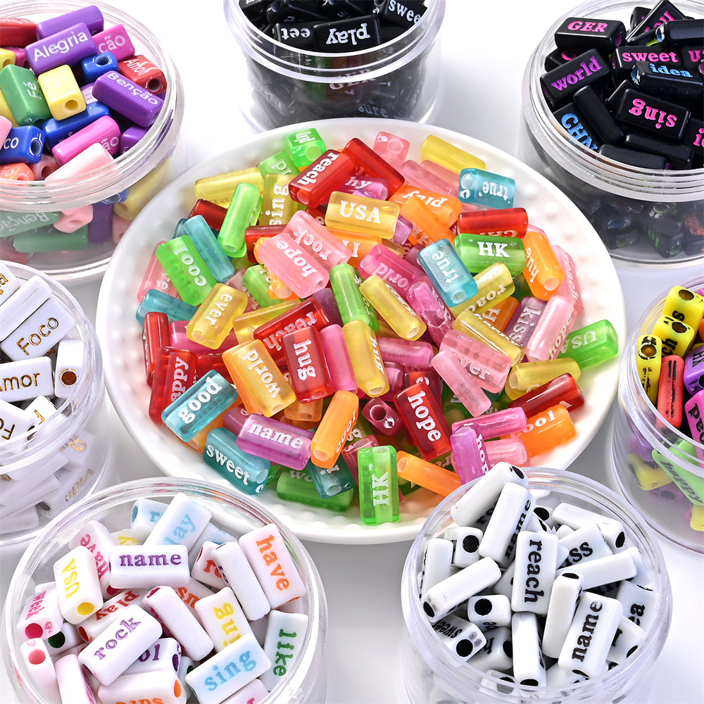 8×15mm Acrylic Word Beads