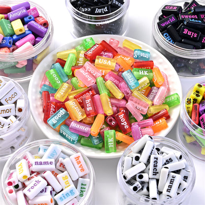 8×15mm Acrylic Word Beads