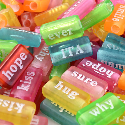 8×15mm Acrylic Word Beads