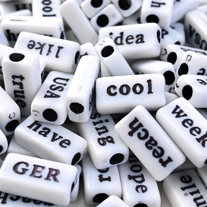 8×15mm Acrylic Word Beads