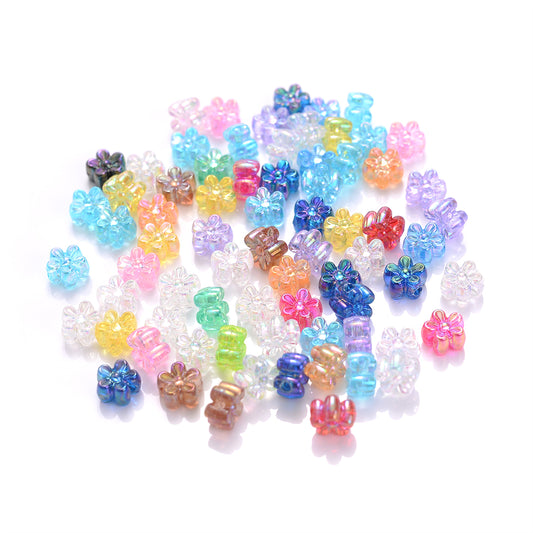 100pcs/set 4x7mm Mixed Color AB Flower Acrylic Beads