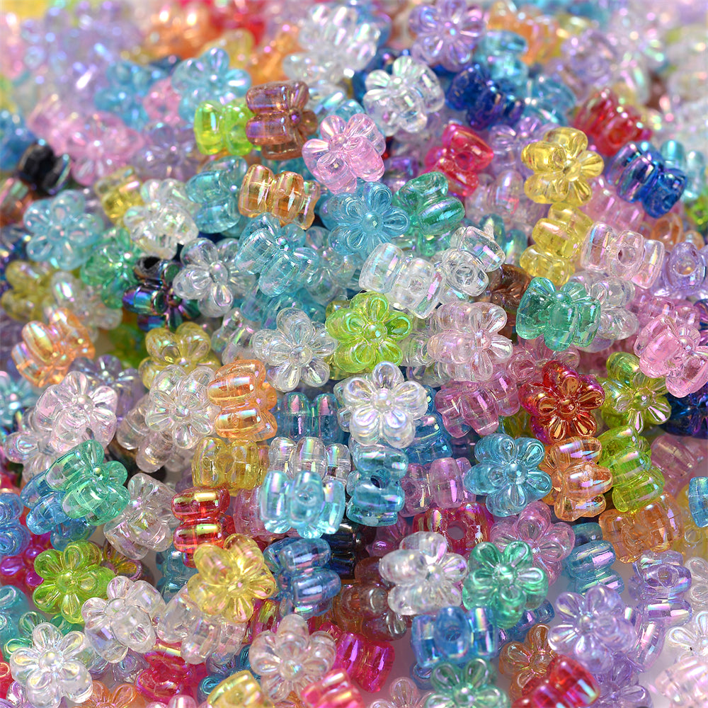 100pcs/set 4x7mm Mixed Color AB Flower Acrylic Beads