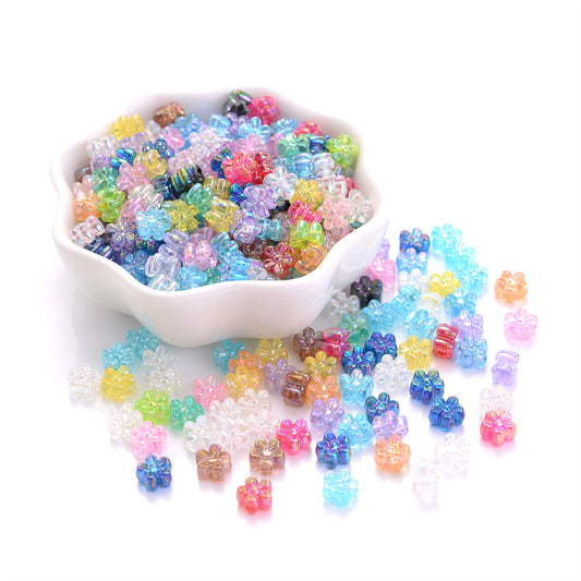 100pcs/set 4x7mm Mixed Color AB Flower Acrylic Beads