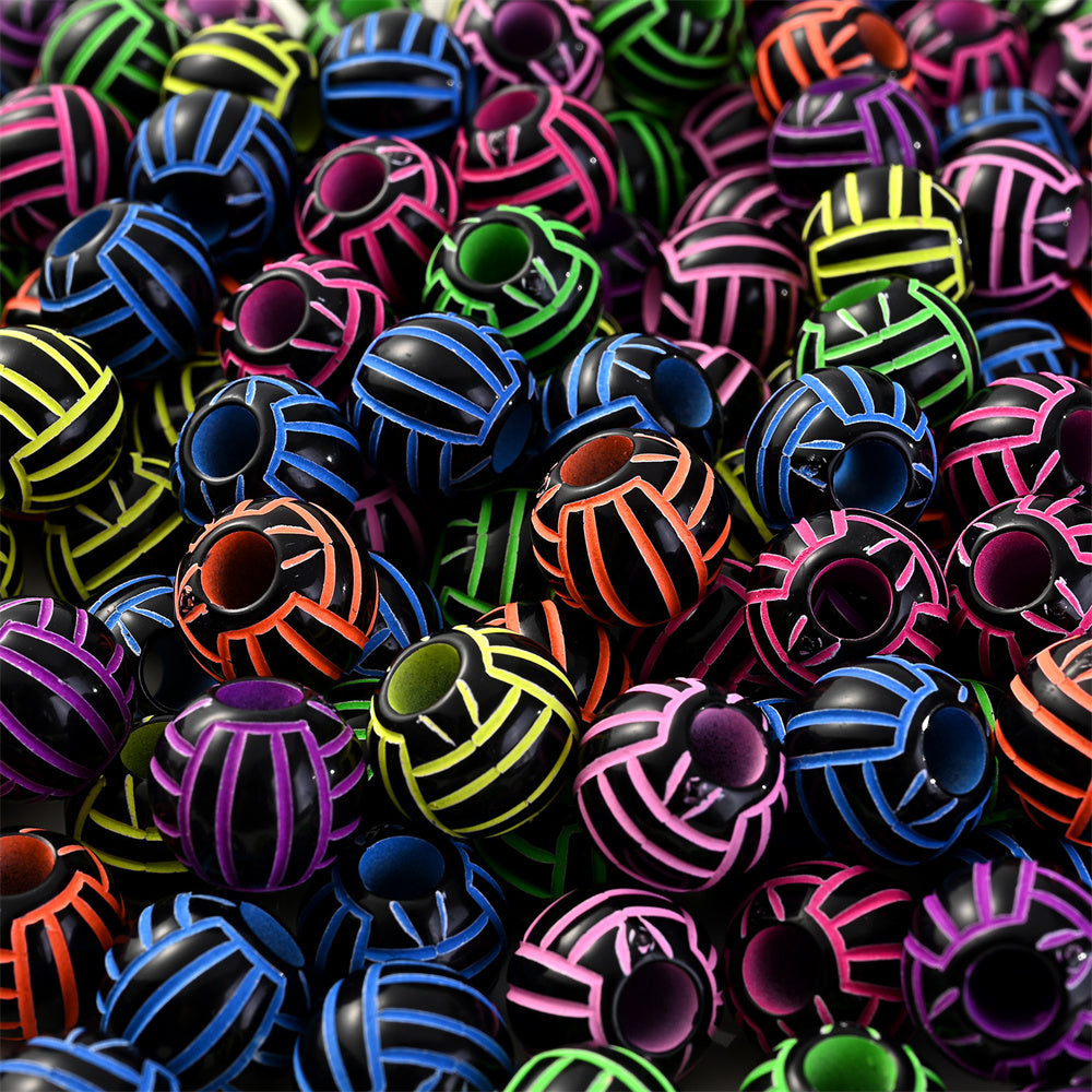 5x10mm Acrylic Big Hole Round Pony Beads