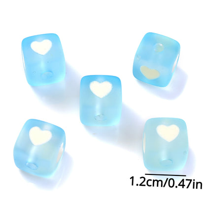 10pcs 12mm Square Heart Acrylic Spacer Beads