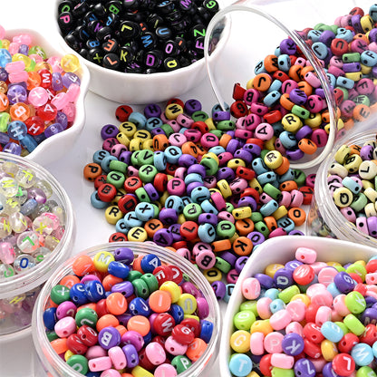 100pcs Mix Color Acrylic Oblate Beads