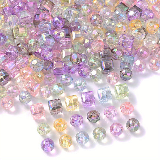 50pcs 8mm Mix Transparent AB Acrylic Spacer Beads