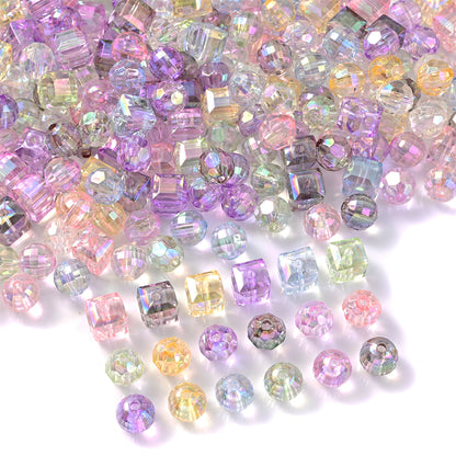 50pcs 8mm Mix Transparent AB Acrylic Spacer Beads