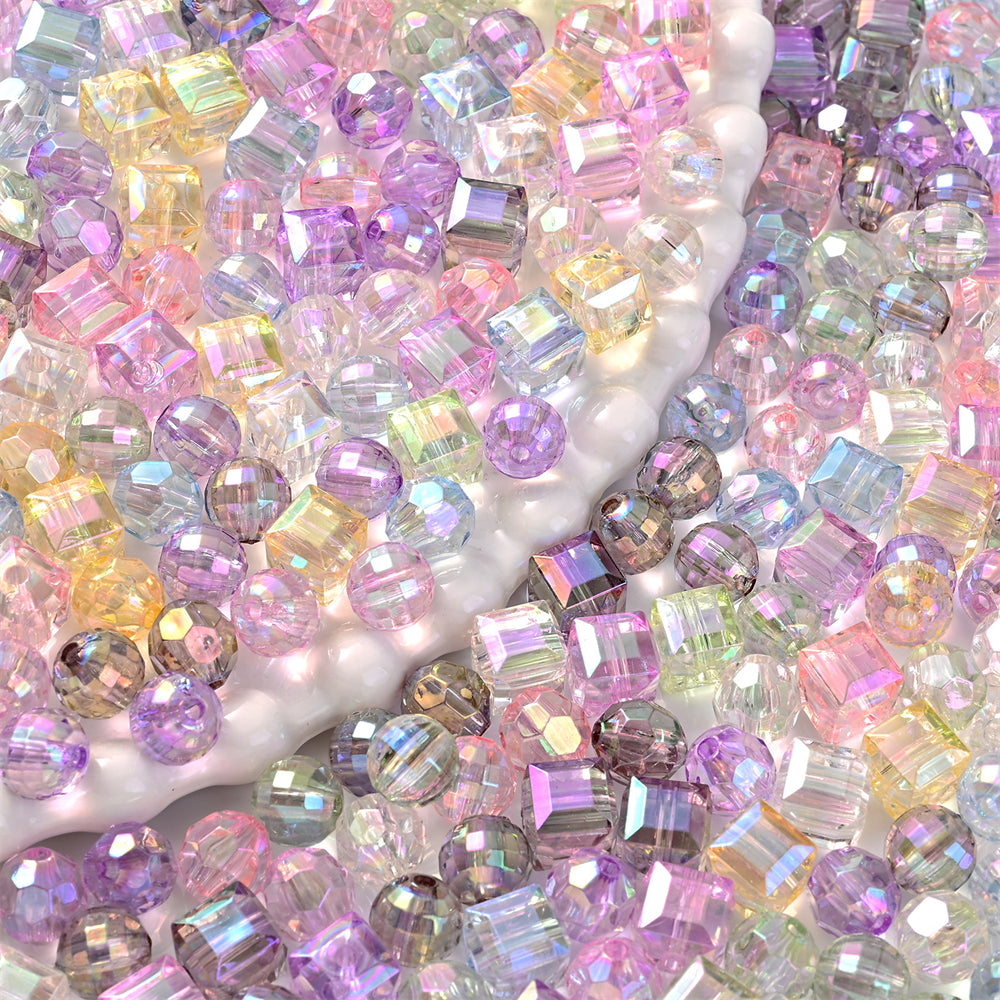 50pcs 8mm Mix Transparent AB Acrylic Spacer Beads