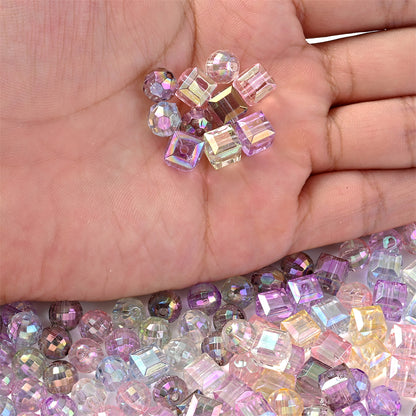 50pcs 8mm Mix Transparent AB Acrylic Spacer Beads