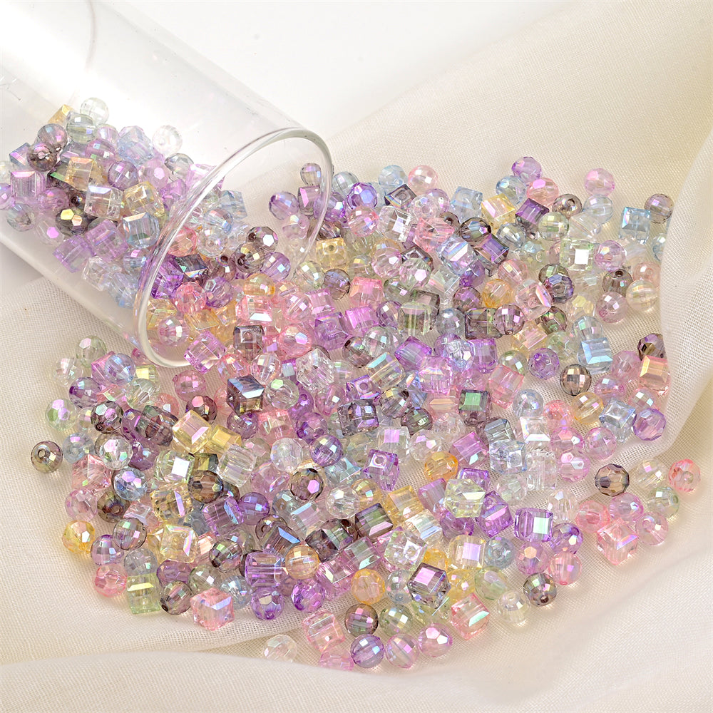 50pcs 8mm Mix Transparent AB Acrylic Spacer Beads