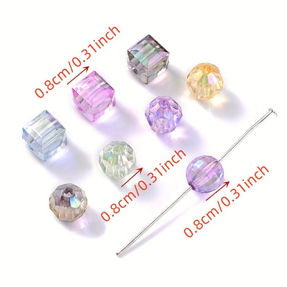 50pcs 8mm Mix Transparent AB Acrylic Spacer Beads