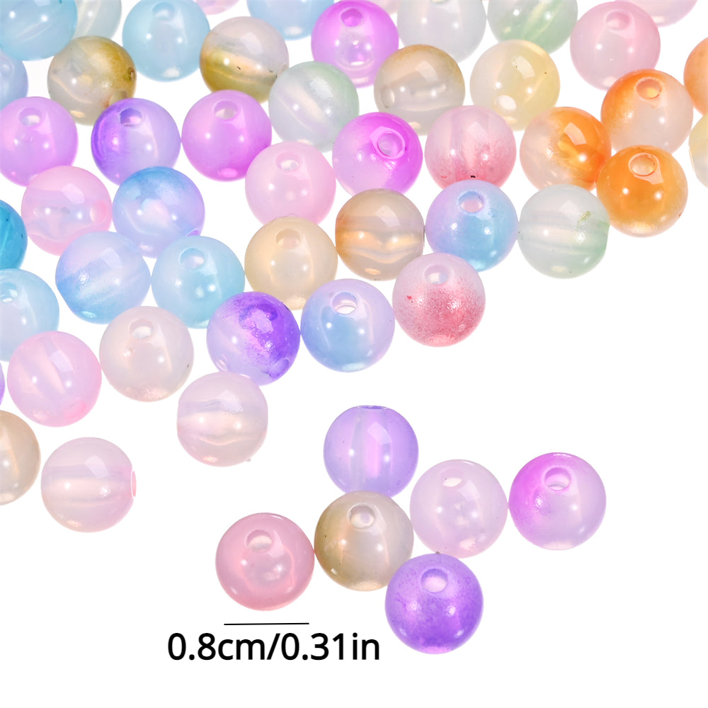 8mm Mixed Color AB Round Acrylic Imitation Jade Beads