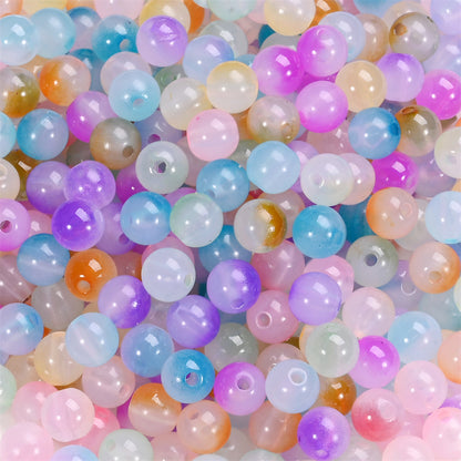 8mm Mixed Color AB Round Acrylic Imitation Jade Beads