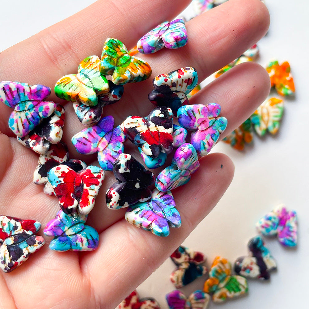 Golden Edged Five Petal Flower Acrylic Spacer Beads