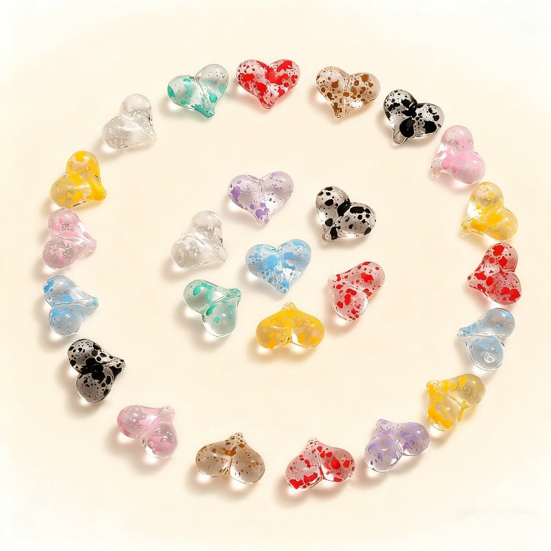 10pcs 17x21mm Starry Sky Heart Acrylic Beads