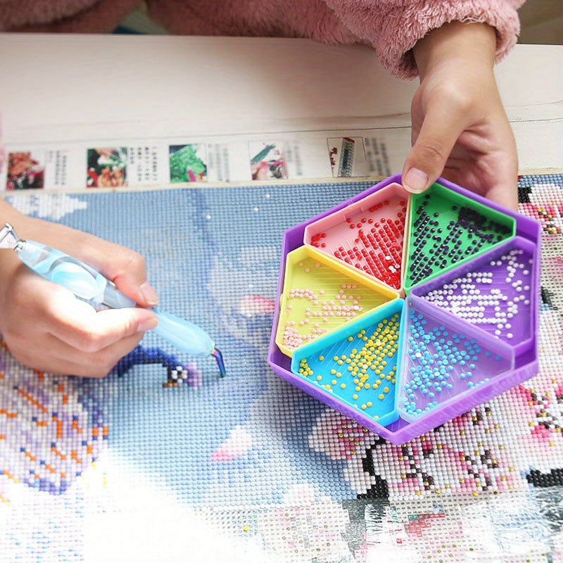 Multicolor Plastic Diamond Painting Beads Tray Set