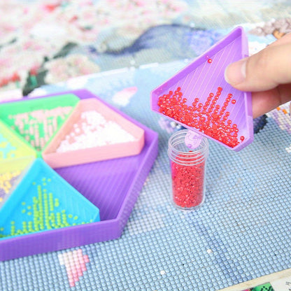 Multicolor Plastic Diamond Painting Beads Tray Set