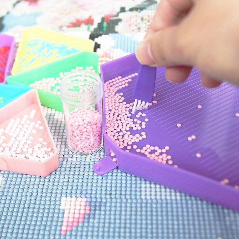 Multicolor Plastic Diamond Painting Beads Tray Set