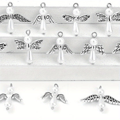 12pcs Mixed Angel Wing Pendant Charms