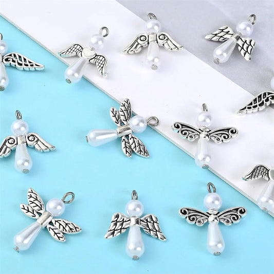 12pcs Mixed Angel Wing Pendant Charms