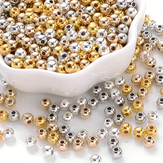 Golden and Silvery Round CCB Spacer Beads