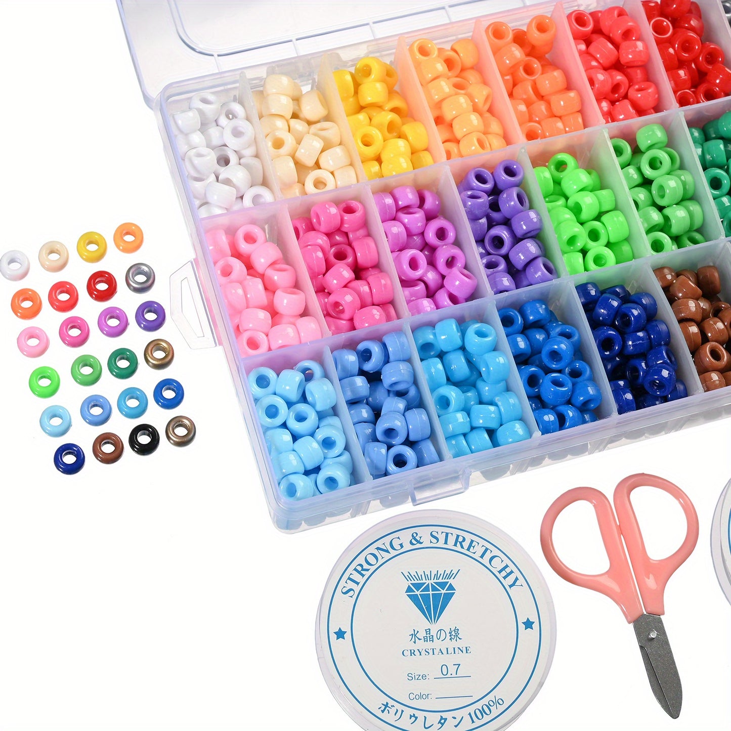 Rainbow Acrylic Pony Hair Beads Kit