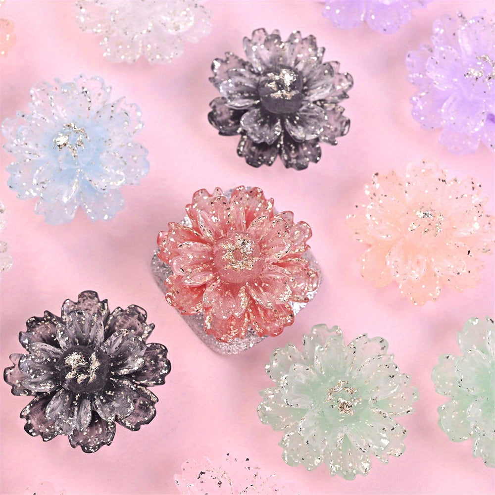 3D Rose Golden Edge Resin Beads