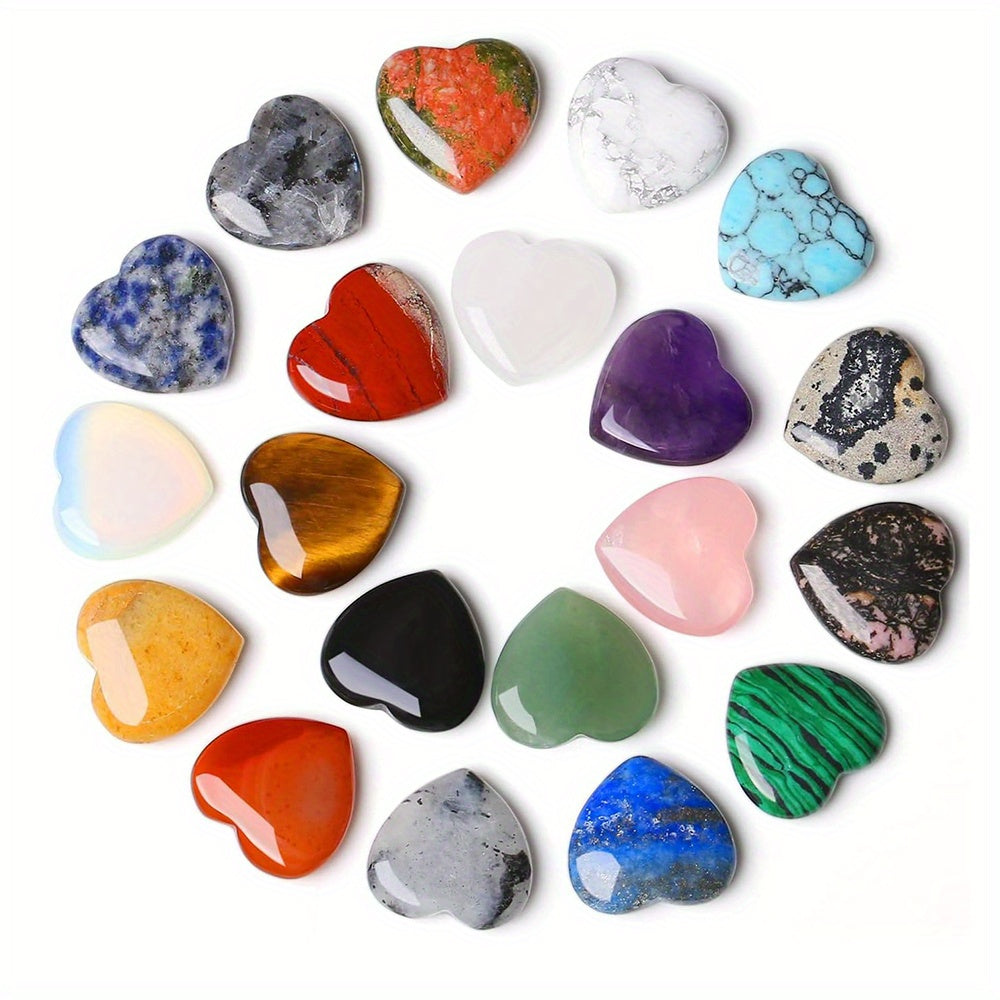 Natural Stone Crystal Heart Beads