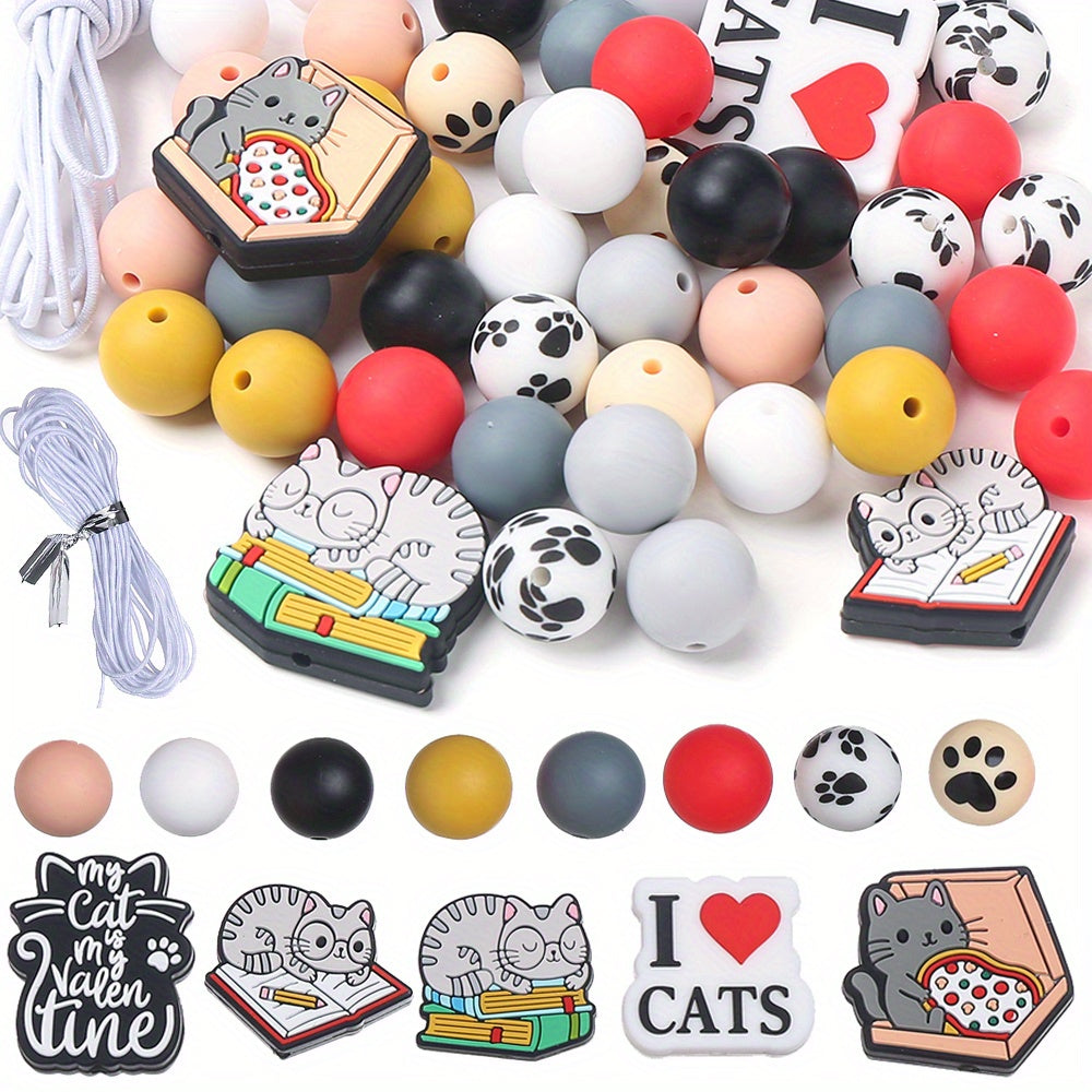 Cartoon Cat Silicone Focal Beads