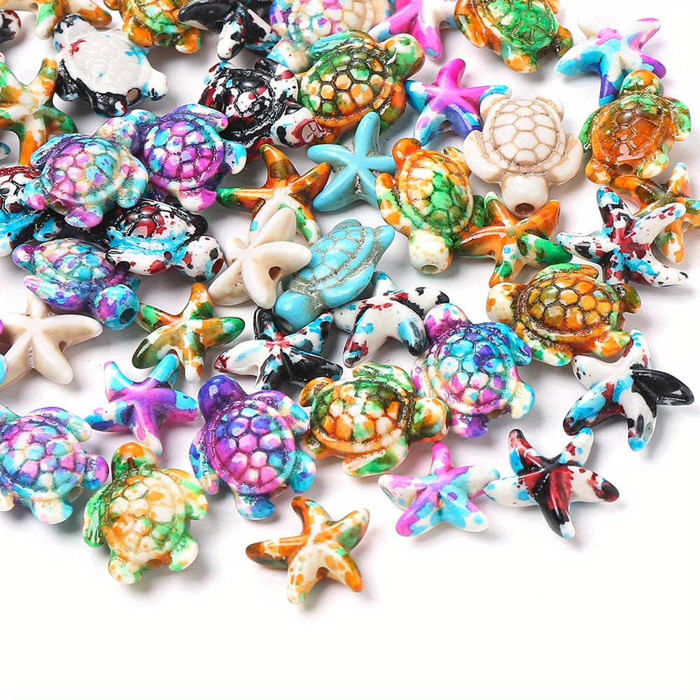 100pcs Mix Gradient Turtle Starfish Acrylic Beads