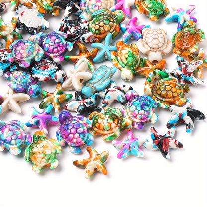 100pcs Mix Gradient Turtle Starfish Acrylic Beads