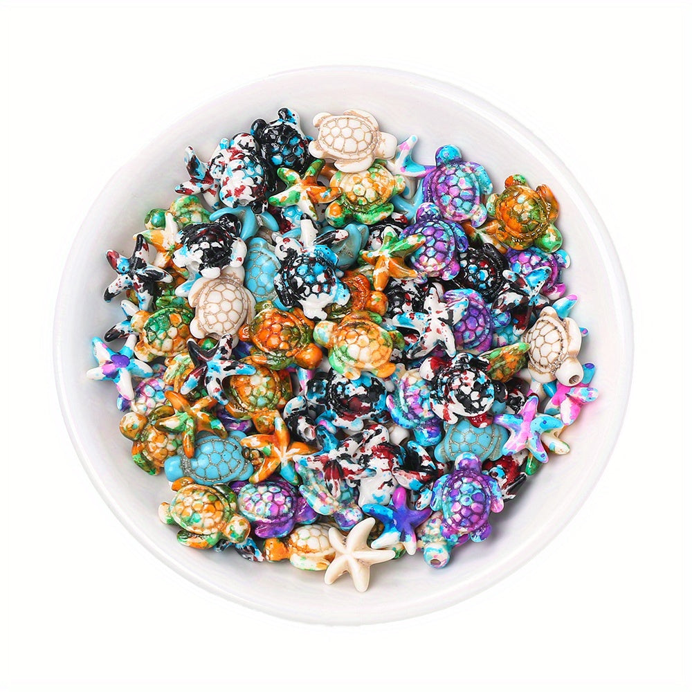 100pcs Mix Gradient Turtle Starfish Acrylic Beads