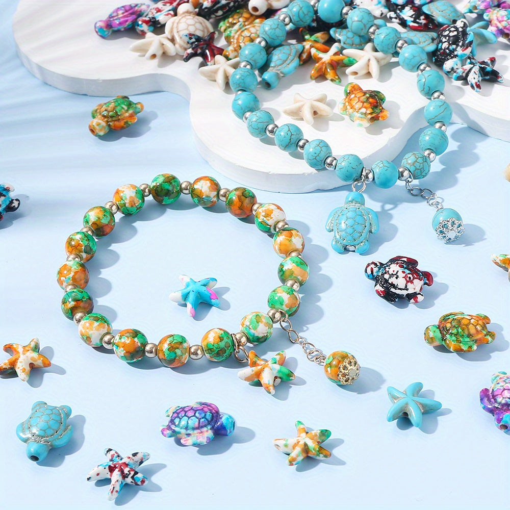 100pcs Mix Gradient Turtle Starfish Acrylic Beads