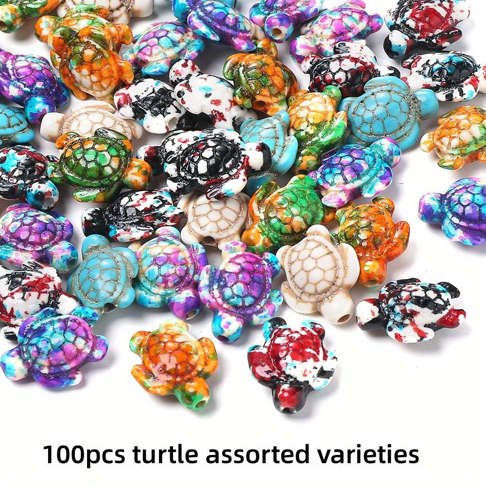 100pcs Mix Gradient Turtle Starfish Acrylic Beads
