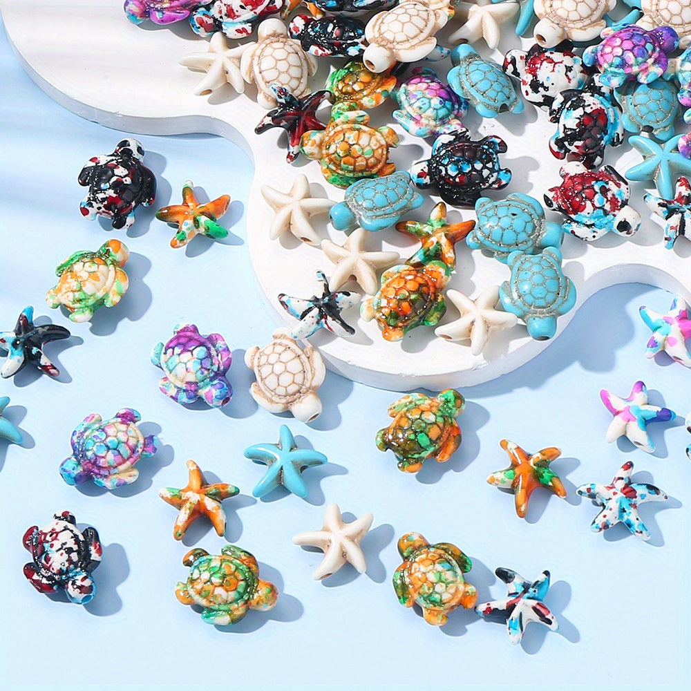 100pcs Mix Gradient Turtle Starfish Acrylic Beads