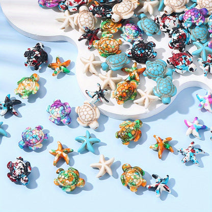 100pcs Mix Gradient Turtle Starfish Acrylic Beads
