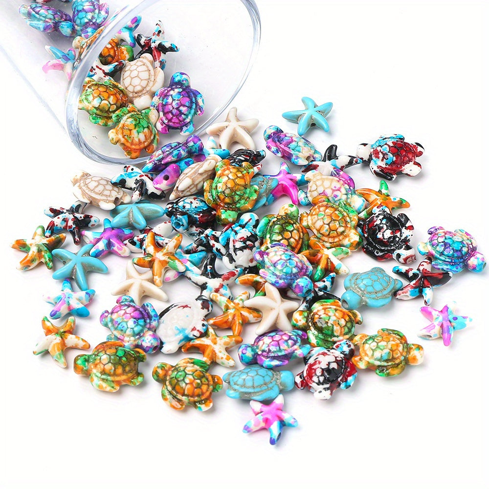 100pcs Mix Gradient Turtle Starfish Acrylic Beads