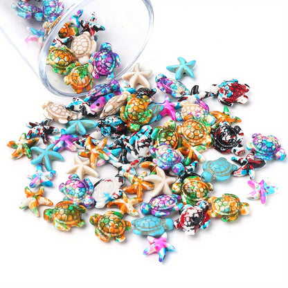 100pcs Mix Gradient Turtle Starfish Acrylic Beads
