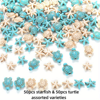 100pcs Mix Gradient Turtle Starfish Acrylic Beads
